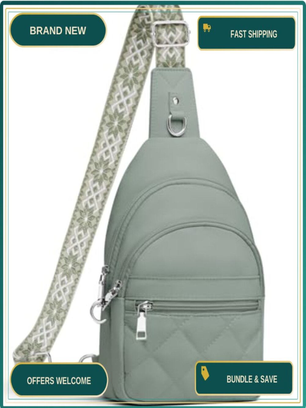 Anti-Theft RFID Sling Bag Waterproof Nylon Crossbody Travel